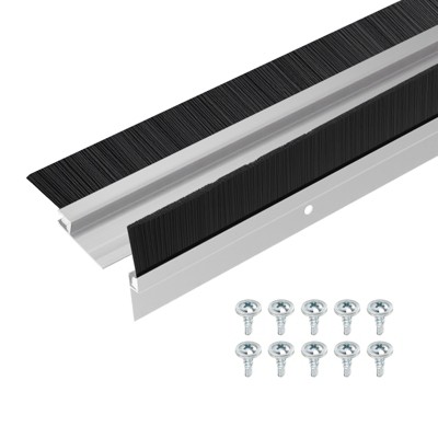 Unique Bargains Aluminum Nylon Door Brush Bottom Sweeps 35.46" x 2.09" Silver 2 Pcs