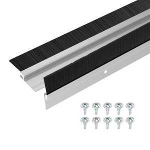 Unique Bargains Aluminum Nylon Door Brush Bottom Sweeps 35.46" x 2.09" Silver 2 Pcs - 1 of 4