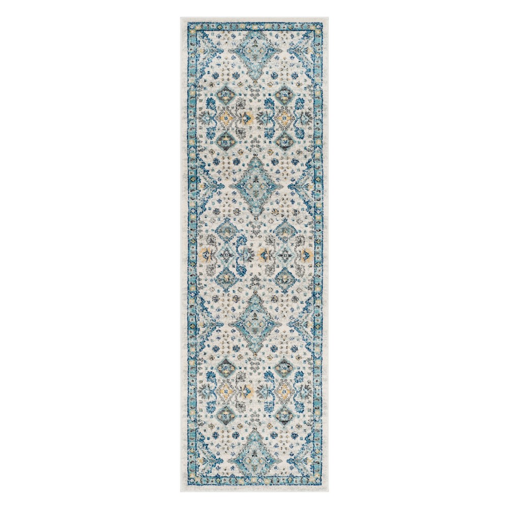 2'2inx7' Runner Medallion Ivory/Light Blue - Safavieh