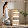 4 Tier Stackable Plastic Storage Boxes, Plastic Storage Boxes With 1 Lid, Foldable Storage Bins With Wheels Storage Organizer - 4 of 4