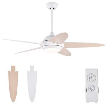 Tangkula 52" Ceiling Fan with Light and Remote Control Indoor Modern Ceiling Fan with Quiet Reversible ETL Motor Black/Silver/White