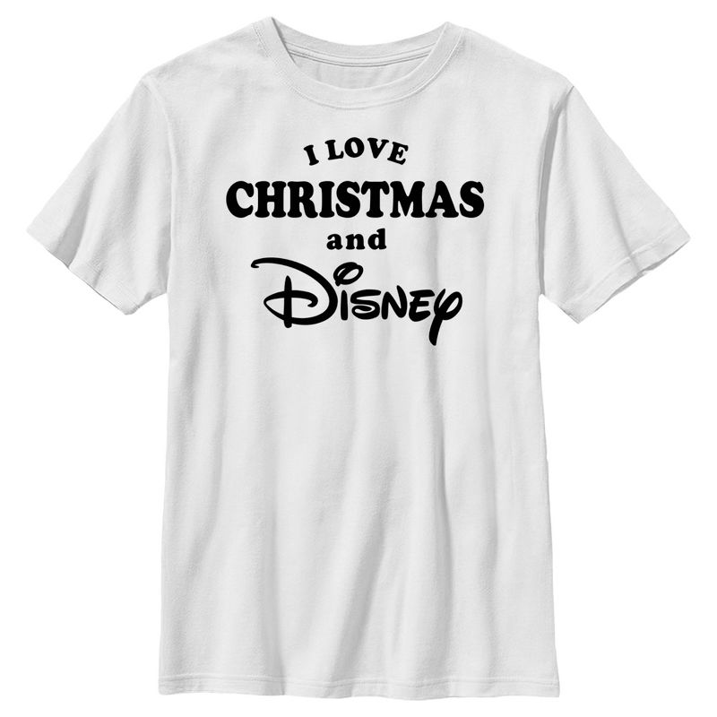 Boy's Disney I Love Christmas Logo T-Shirt, 1 of 5