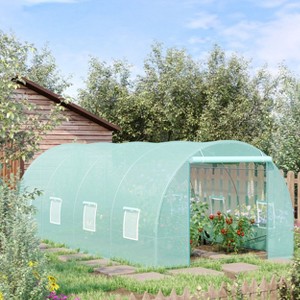 CAVINAS 13'x10'x6.5' Arched Greenhouse Tunnel Greenhouse with Zippered Door and Roll-Up Windows Zippered Door, PE Cover for Backyard - 1 of 4