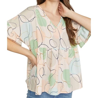 Women's Abstract Peplum Top - entro