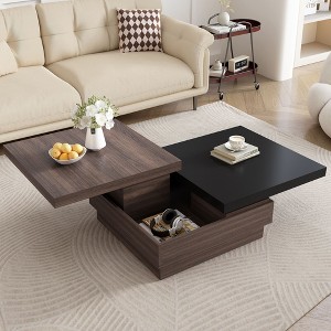 NicBex Modern Square Rotatable Top Coffee Table with Storage,Wood Grain Tea Table,Center Table for Living Room - 1 of 4