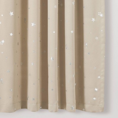 Neutral Polyester Blackout Star Window Curtain Panels