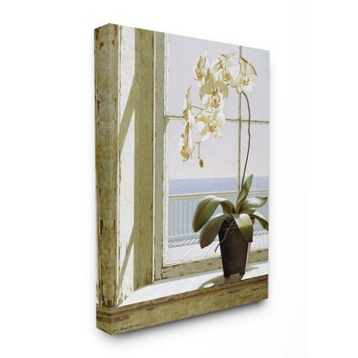 Stupell Industries White Orchid in Window Realistic Coastal Painting