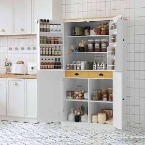 NicBex Storage Buffet Cabinet 71.3" Freestanding Kitchen Pantry Sideboard Cabinet with 8 Doors, Drawers, and 2 Adjustable Shelves - 1 of 4