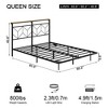 Hausource Floating Bed Frame with LED, Storage Headboard, Charging Station, No Box Spring Needed - 2 of 4