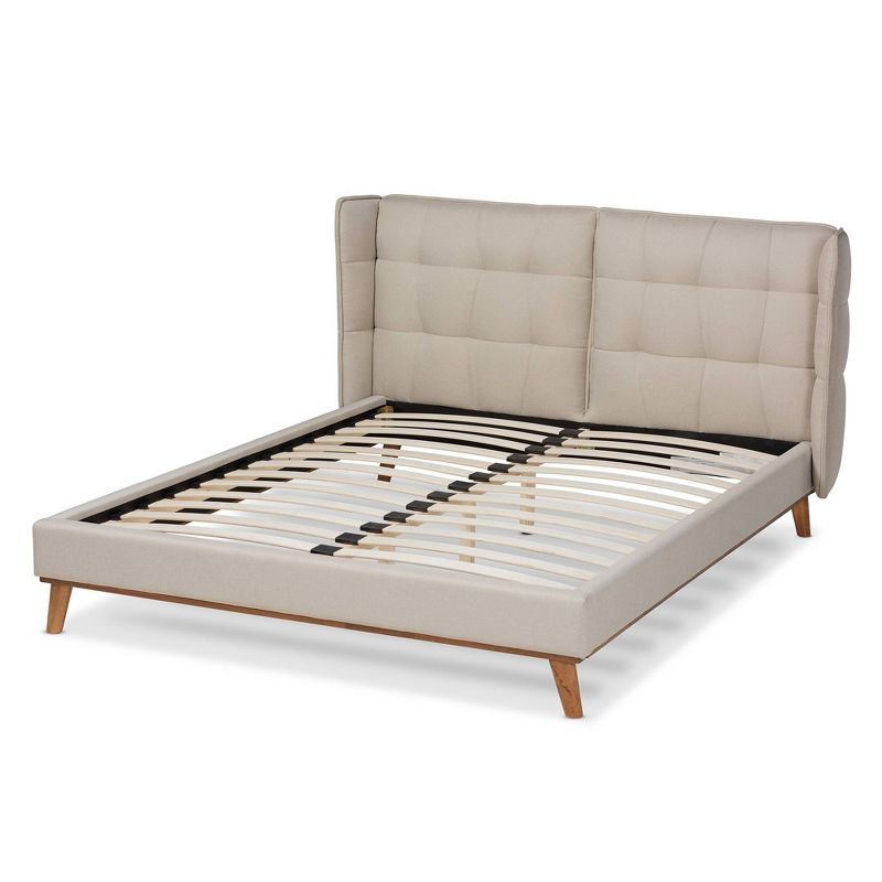 Gretchen Fabric Upholstered Wood Platform Wingback Bed - Baxton Studio, 4 of 9