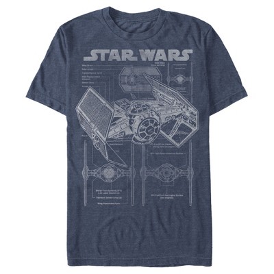 Men's Star Wars TIE Fighterprint  T-Shirt - Navy Blue Heather - Large