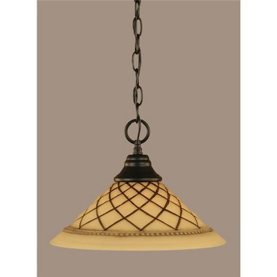 Toltec Lighting Any 1 - Light Pendant in  Matte Black with 12" Chocolate Icing Shade