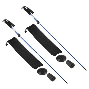 Unique Bargains Aluminum Alloy Collapsible Hiking Trekking Poles with Mud Baskets 2 Pcs - 1 of 4