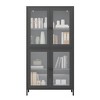 Maliang Classic Metal Storage Cabinet, Display Cabinet with 4 Glass Doors & 4 Shelves - Black - 2 of 4