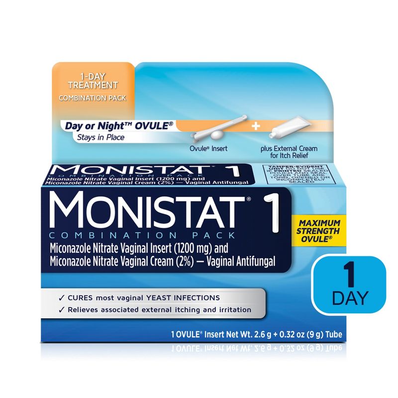 Monistat 1-Dose Yeast Infection Treatment, Ovule Insert &#38; External Itch Cream - 0.32oz, 1 of 11
