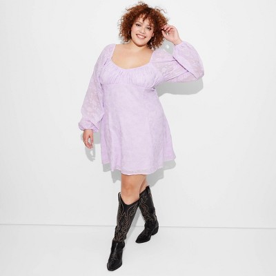 Women's Bishop Long Sleeve Fit and Flare Dress - Wild Fable™ Violet XXL