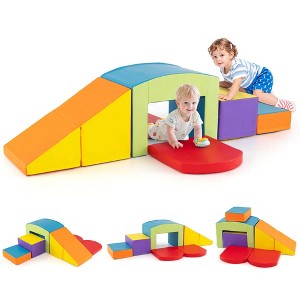 Costway 6 PCS Multi-color Climb and Crawl Activity Playset with Tunnel Slide Stairs & Ramp - 1 of 4