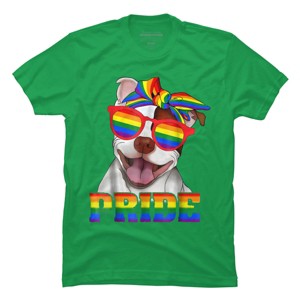 Adult Design By Humans Pit Bull Rainbow Pride Dog By Luckyst T-Shirt - 1 of 2