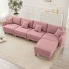 L-Shape Sectional Sofa with Ottoman, 4-Seater Sofa with Armrests and Cylindrical Legs, Boucle Fabric Couch with Cushion-Coolbibila - 3 of 4