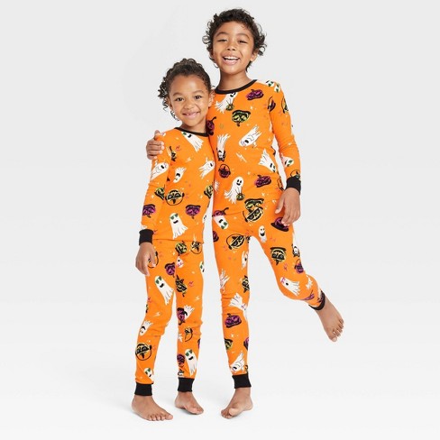 Kids ghost Printed Glow in the dark Halloween Matching Family Pajama Set Hyde Eek Boutique Orange 4 Target