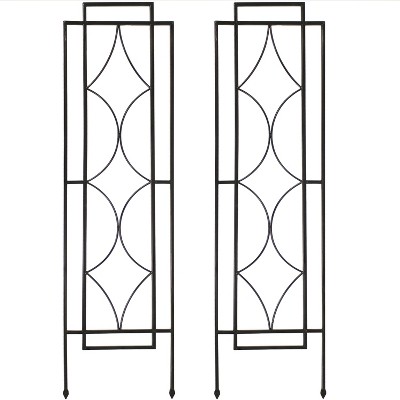 Sunnydaze Decorative Steel Metal Chic Diamonds Design Garden Trellis - 48.25" H - Black - 2-Pack