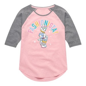 Girls' - Disney - Fashionista Shirt Tail Raglan Graphic T-shirt - 1 of 4