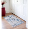 HomeRoots 3' X 5' Blue and Silver Abstract Printed Washable Non Skid Area Rug - 2 of 4