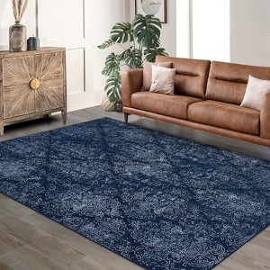 Abstract Machine Washable Rug with Non Slip Backing Ultra-Thin Non Shedding Stain Resistant Indoor Carpet for Living Room Bedroom Dining Room - 1 of 4