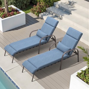 Crestlive Products Patio Chaise Lounge Chair Outdoor with Cushion & Pillow Adjustable 5 Position Pool Recliner - 1 of 4
