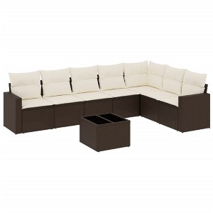 vidaXL Garden Sofa Set Brown Poly Rattan Large UV-resistant materials - 1 of 4