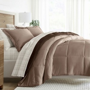 BAGOKIE 5/7 Pieces Bedding Set Reversible Comforter and Patterned Sheet Set - 1 of 4