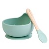 SARO "Nordic Wave" Silicone Baby Feeding Set: Suction Bowl & Wooden Spoon for Baby-Led Weaning & Self-Feeding - 2 of 4