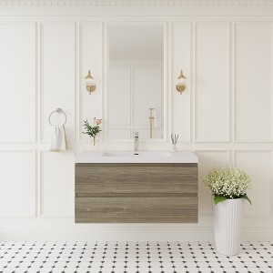 Whisen Floating Wall-Mounted Bathroom Vanity with Resin Sink, Water-Resistant Timber Cabinet and 2 Storage Drawers - 1 of 4