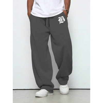 TIME HOLLOW Letter Print Wide Leg Sweatpants - Trendy And Relaxed