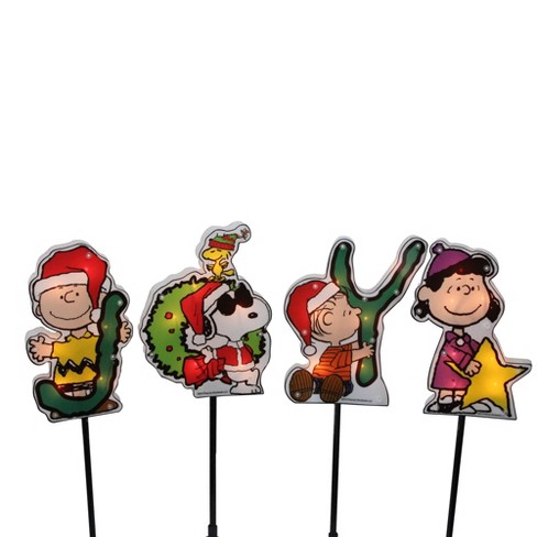 Peanuts Christmas 4ct Prelit Snoopy Joy Pathway Markers Outdoor