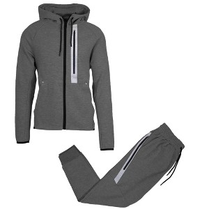 Galaxy R.P. Collection Men's Modern Fit  Full Zip Tech Fleece Hoodie and Jogger 2-Piece Set with Reflective Trim Design - 1 of 1