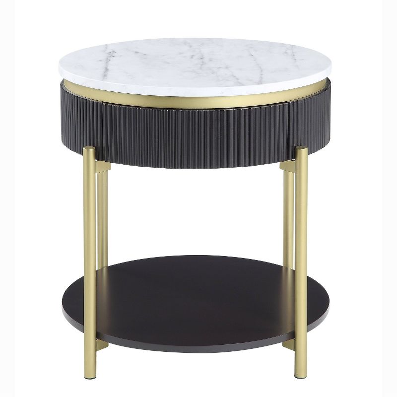 Cartehena Faux Marble End Table with Drawer - HOMES: Inside + Out, 1 of 8