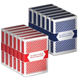 Slickblue Poker Playing Card Set 12-Pack, Regular Index, Card Game Decks, Classic Style, 3.5"x2.5", Red & Blue - 1 of 3