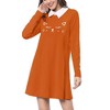 Allegra K Women's Contrast Collar Cat Face Printed Long Sleeve Swing Flare Mini Dress - 2 of 4