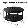 31.5" Black Round Solid Wood Coffee Table,2-Tier Farmhouse Center Table with Beaded Trim & Storage Shelf for Living Room-Baofuwish - 4 of 4