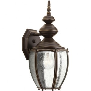 Progress Lighting Roman Coach 1-Light Medium Wall Lantern in Antique Bronze with Seeded Glass Panels - 1 of 2