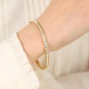 Gold Titanium Steel Crystal - Inlaid Modern Women's Closed Bangle - 2 of 4