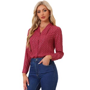 INSPIRE CHIC Women's Metallic Vintage Long Sleeve Gilding Shiny Dots Stars Top - 1 of 4