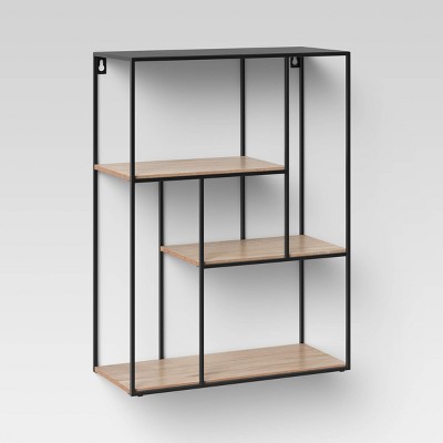 22"x 7"x 16" Wood and Metal Wire Wall Shelf - Threshold™