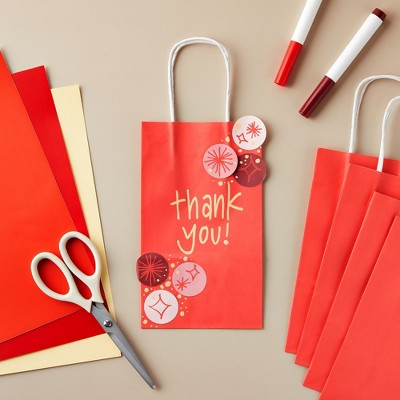 Red Small Paper Gift Bags with Handles, 25-Pack