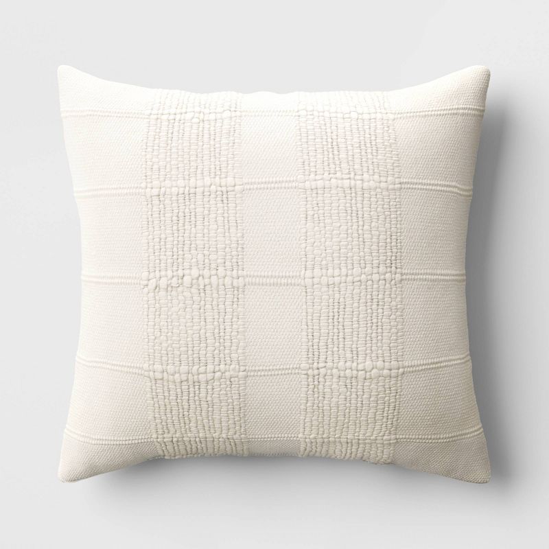 Textural Solid Square Throw Pillow Off-White - Threshold&#8482;, 1 of 7