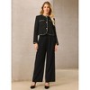 Hobemty Women's Elegant Tweed Long Sleeve Panel Trim Work Office Blazer - 2 of 4