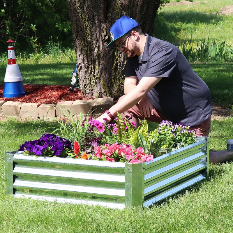 Sunnydaze Outdoor Lawn and Garden Galvanized Steel Rectangle Raised Vegetable Garden or Flower Bed Planter Kit - 22" - Silver, 6 of 12
