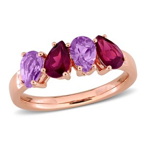 EVERLY JEWELRY | Rose Plated Sterling Silver 1 1/2 CT TGW Amethyst Rhodolite Fashion Ring - 1 of 4