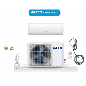 AUX 24000 BTU Ductless 17 SEER 230V 2 Ton 12' Line Set Wall Mount Mini Split Air Conditioner with Heat Pump: 1000-1200 sq. ft. Coverage, 3 Speeds - 1 of 4